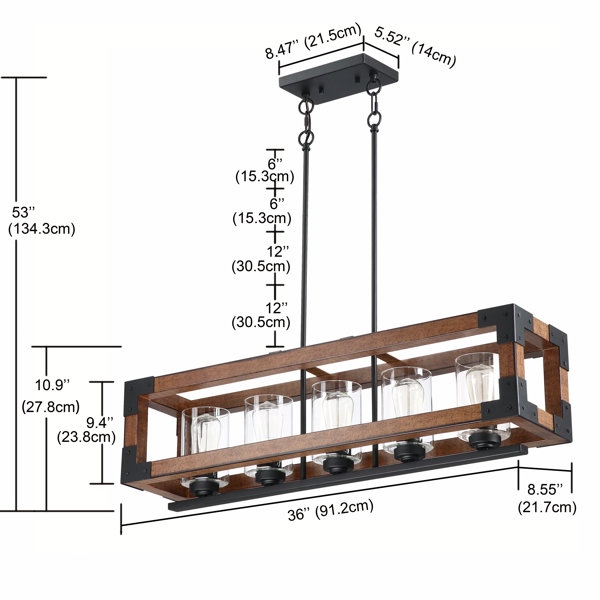 Steelside™ Marka 5 Light Kitchen Island Rectangle Chandelier